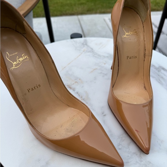 Preowned Authentic Christian Louboutin Nude Patent So Kates 120mm sz 41 - Picture 16 of 17